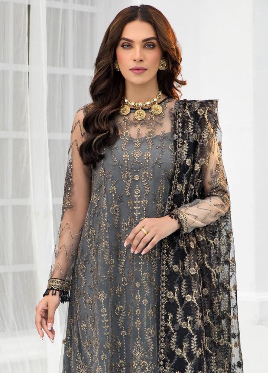 D#03 Zarif De Luxury Emb Formal Collection 1022 Grey