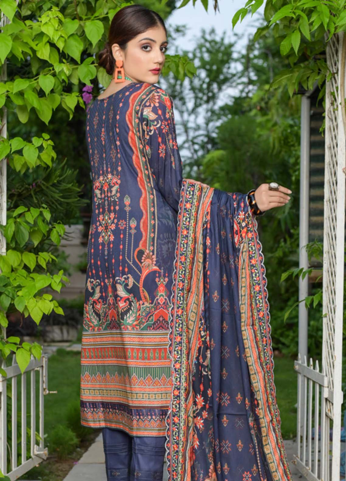 D#04 Ruqayyah Yuneik Digital Emb Cotton Collection 1022 D Blue