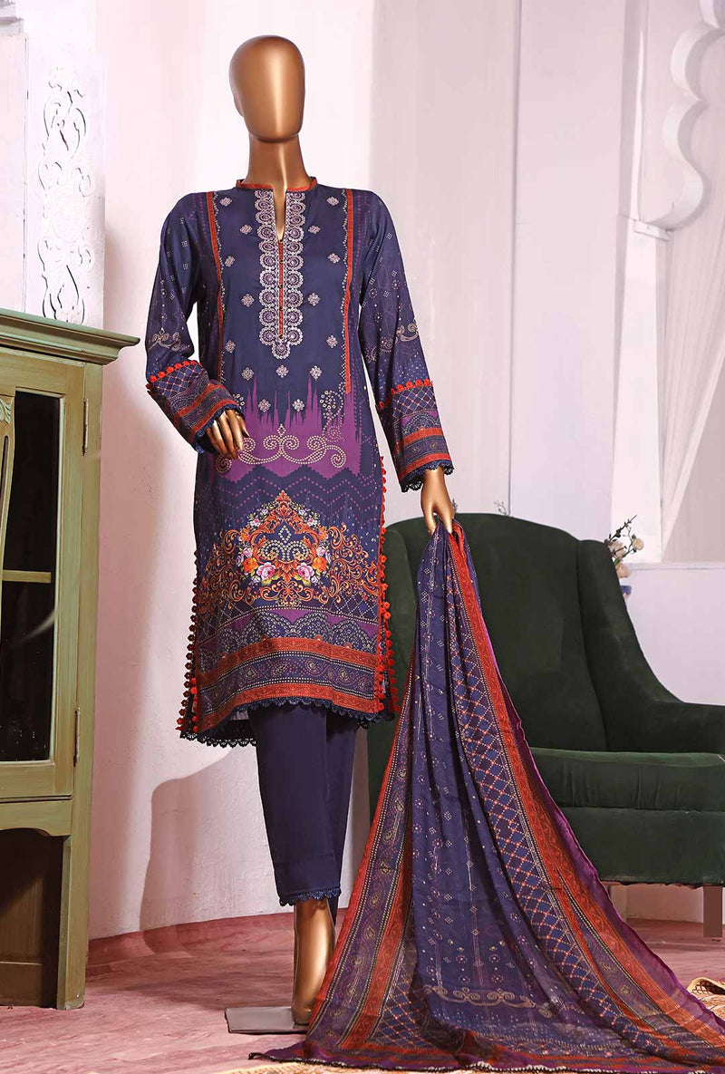 HZ Unstitched 3 Piece D#1176B