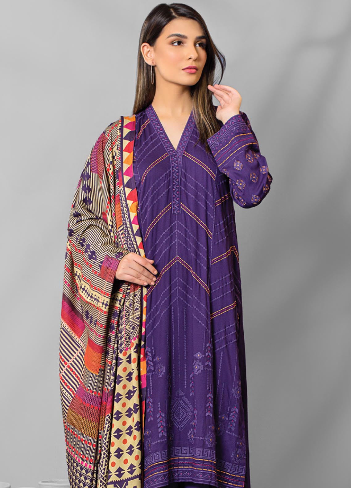 D#WEC-SA-0134 LSM Lakhany Emb Winter Collection 1022 Purple