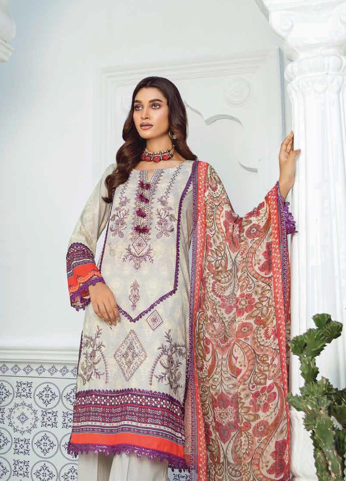 D#03 LALA Dahlia Emb Premium Lawn Collection 223