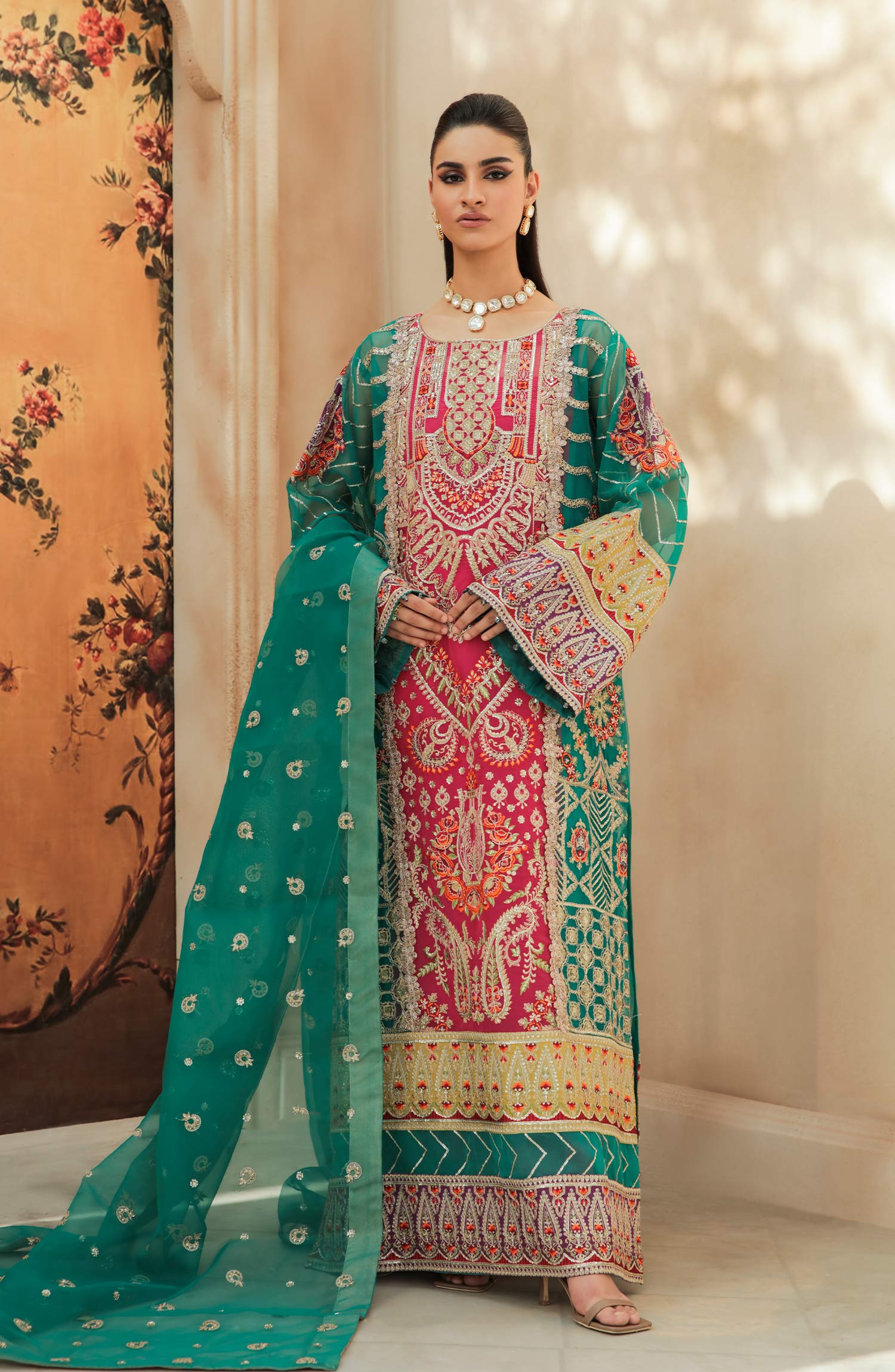 Maryum N Maria Unstitched 3 Piece Kesri