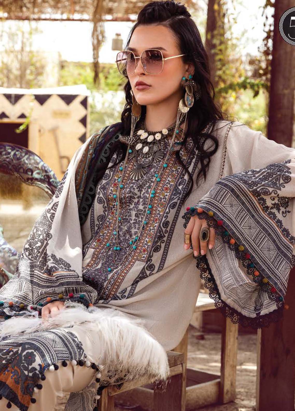 D#5A Maria B M Print Desert Rose Fall Collection 1022 Light Fawn