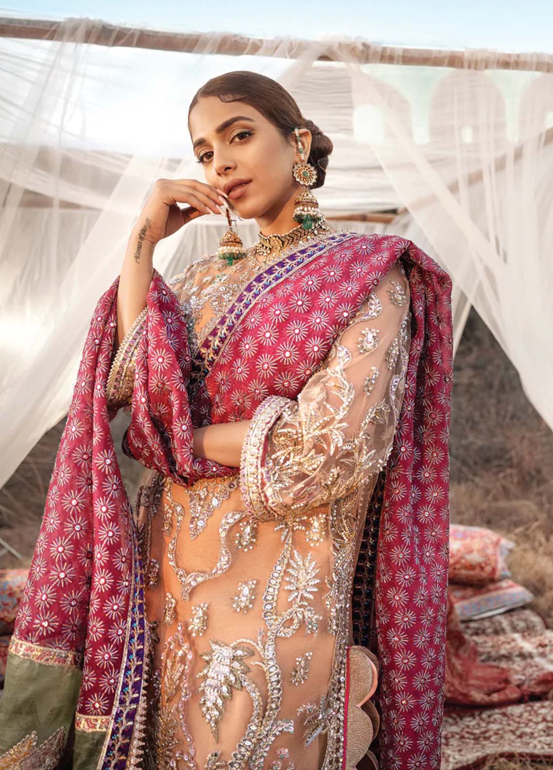 D#Nureh Maryam Hussain Luxury Emb Wedding Collection 322