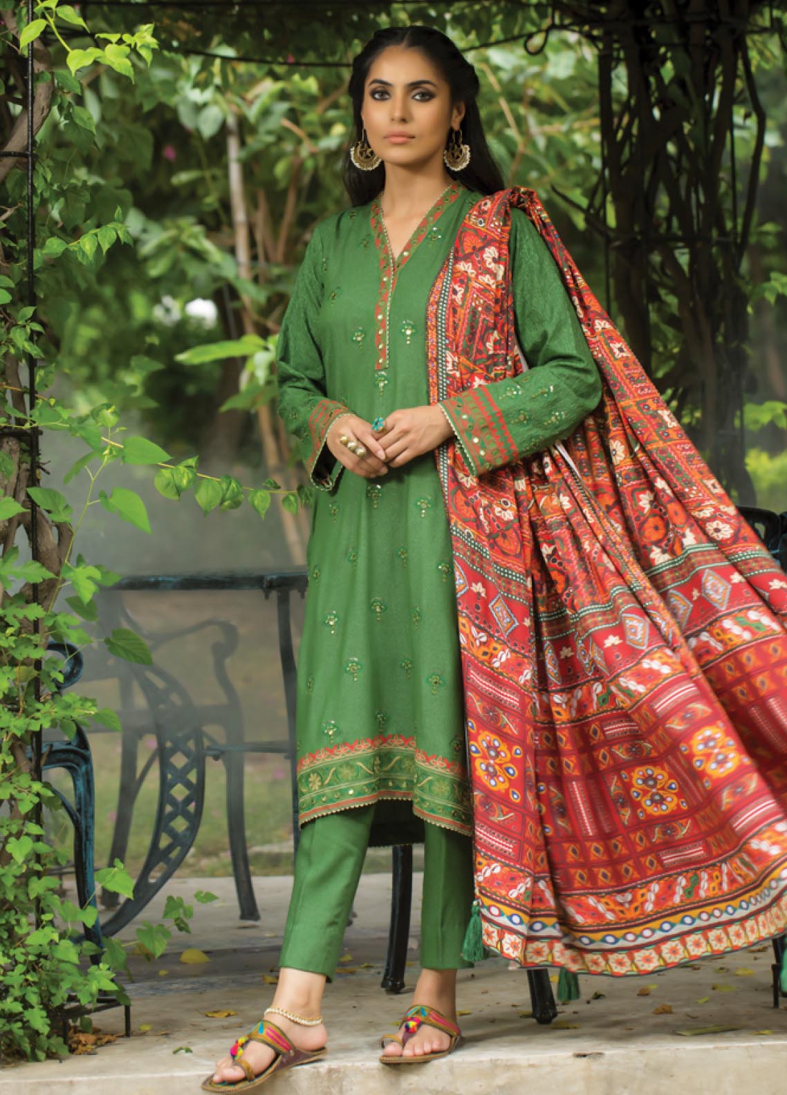 D#WEC-SA-0135 LSM Lakhany Emb Winter Collection 1022 Green