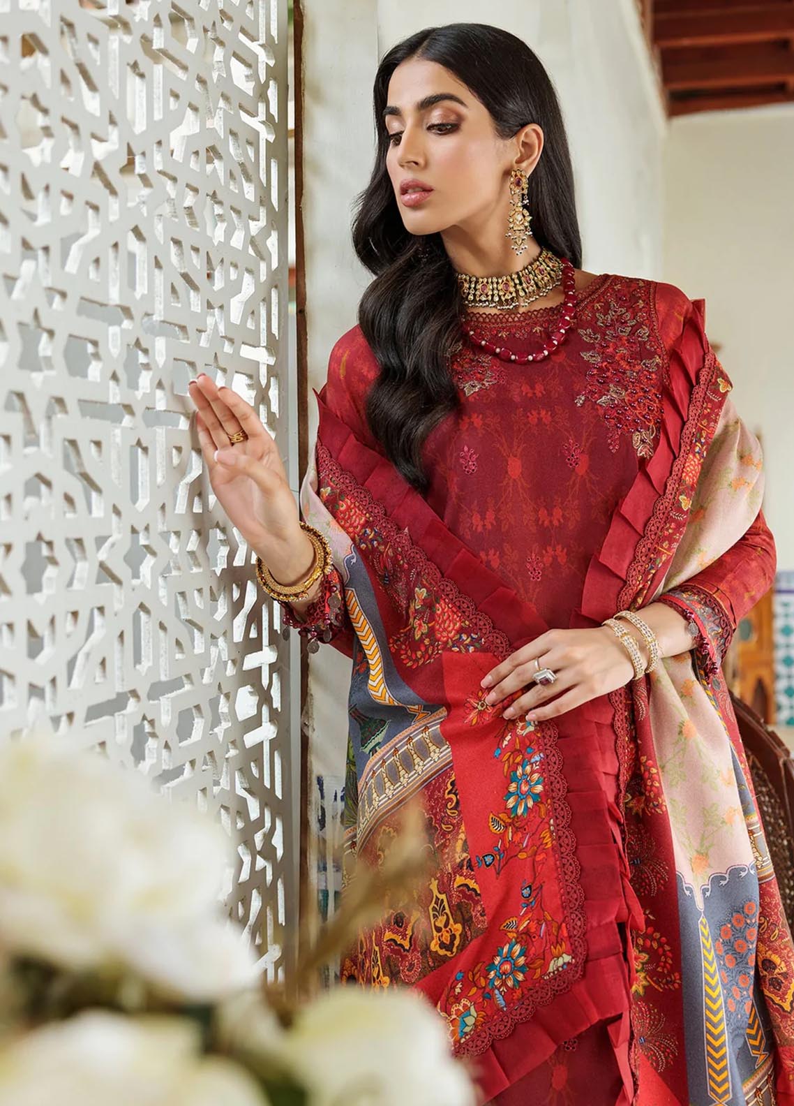 D#6A Noor By Saadia Asad Emb Print Woolen Shawl Collection 1122