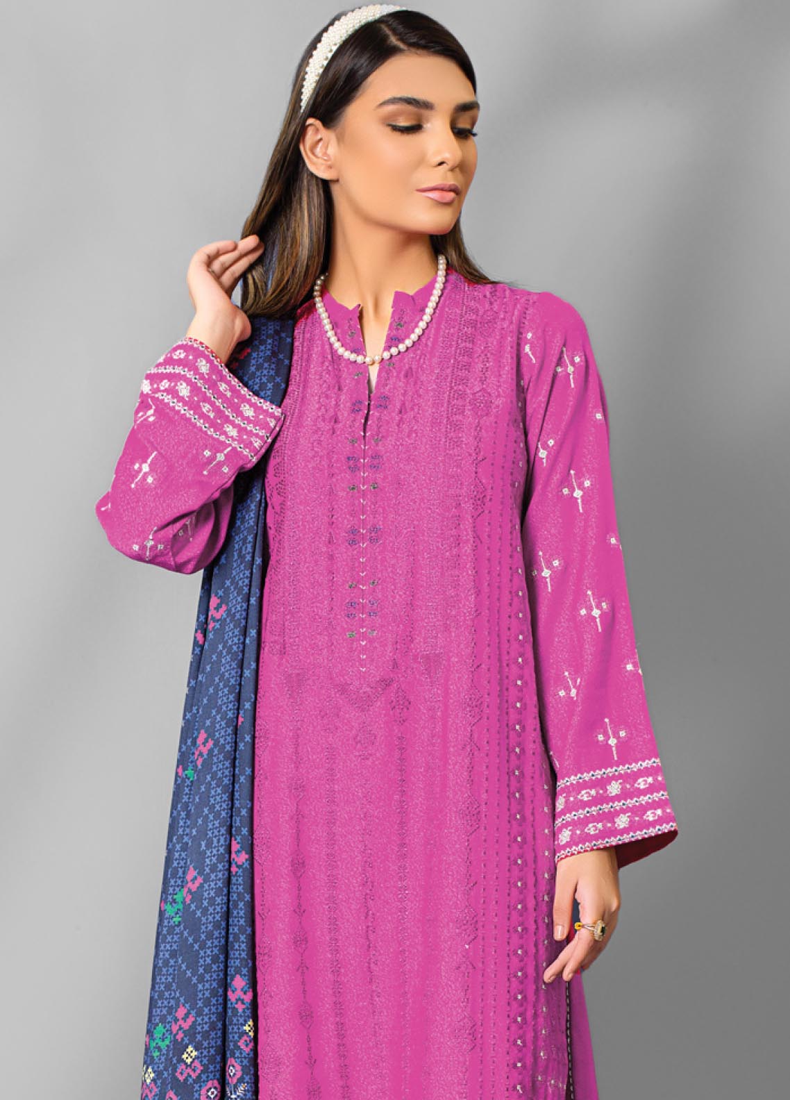D#WEC-SA-0136 LSM Lakhany Emb Winter Collection 1022 Pink