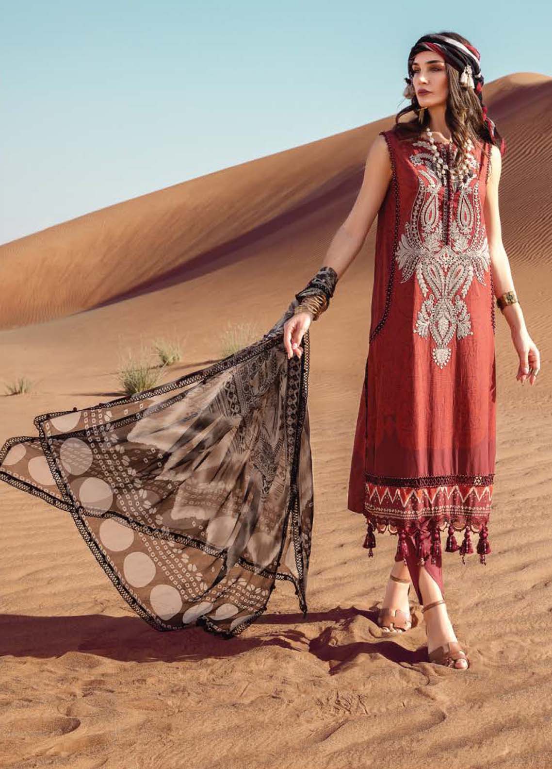 D#9A Maria B M Print Desert Rose Fall Collection 1022 Brown