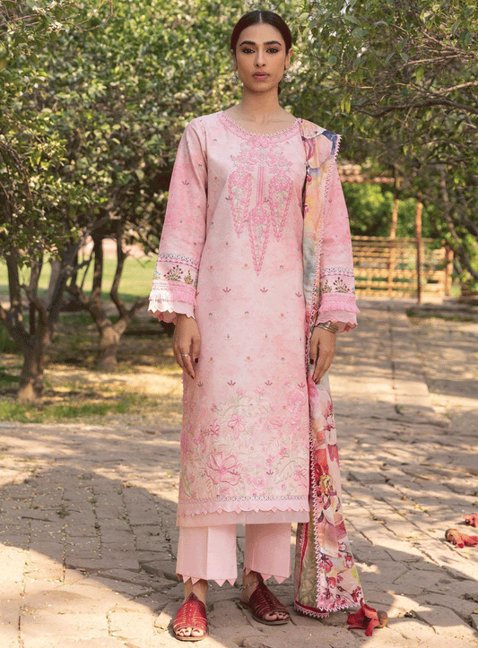 Aabyaan Embroidered Lawn Unstitched 3 Piece Suit - ABY23PL AP-04 ELMAS