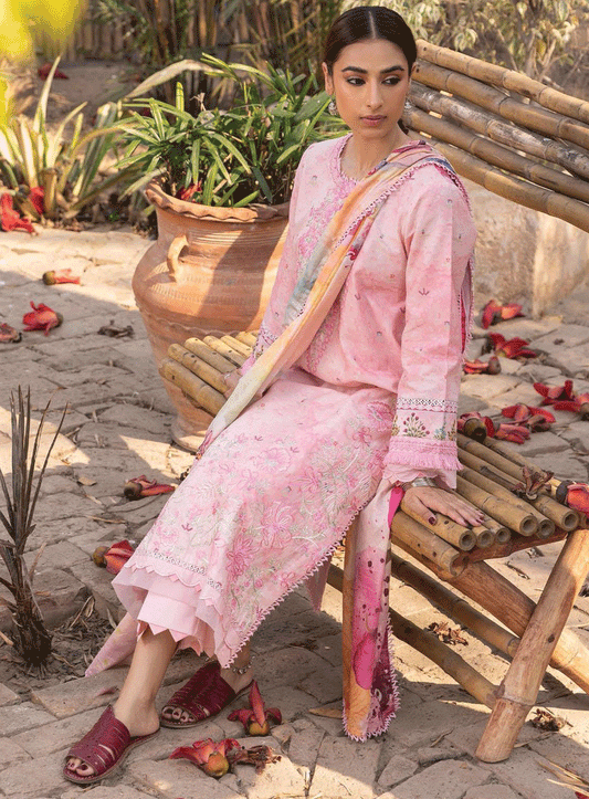 Aabyaan Embroidered Lawn Unstitched 3 Piece Suit - ABY23PL AP-04 ELMAS