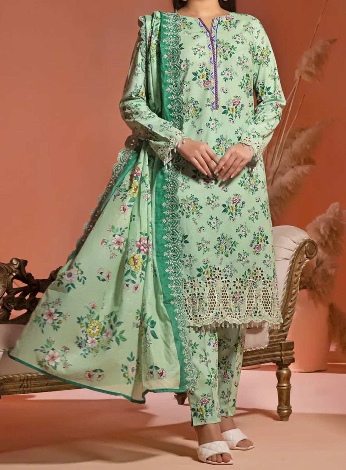Aiza & Momina By VS Textile Embroidered Lawn Unstitched 3 Piece Suit - VS24AMC1 39