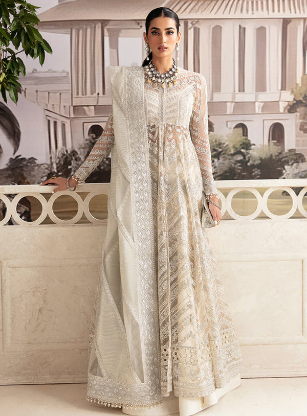 Ayzel By Afrozeh Embroidered Net Unstitched 3 Piece Suit - 01 PERLA
