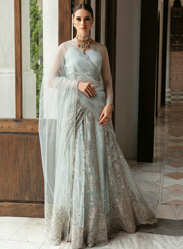 Ayzel By Afrozeh Embroidered Net Unstitched 3 Piece Suit - ABA23TC 9 MARINA