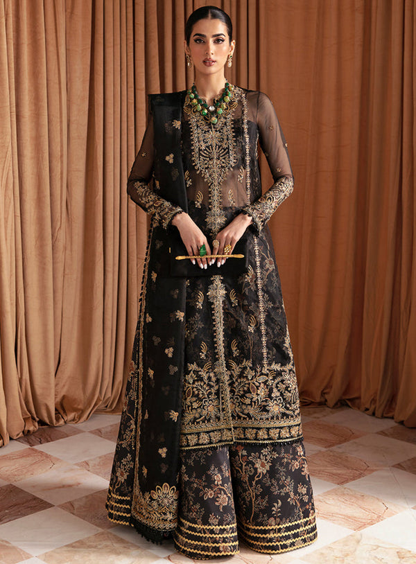 Ayzel By Afrozeh Embroidered Organza Unstitched 3 Piece Suit - 04 DUSK