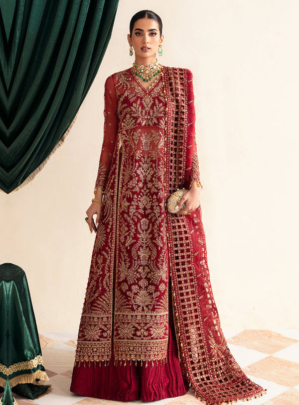 Ayzel By Afrozeh Embroidered Organza Unstitched 3 Piece Suit - 06 MERLOT