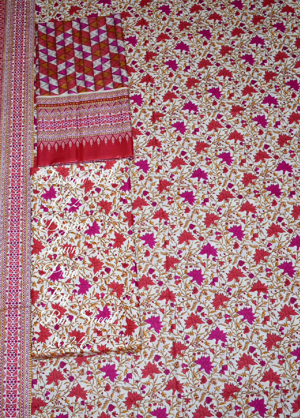 Bin Saeed Digital Printed Lawn Unstitched 3 Piece Suit - BS24PL 072
