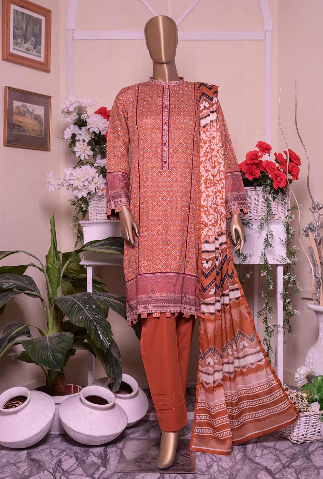 HZ Unstitched 3 Piece D#13195