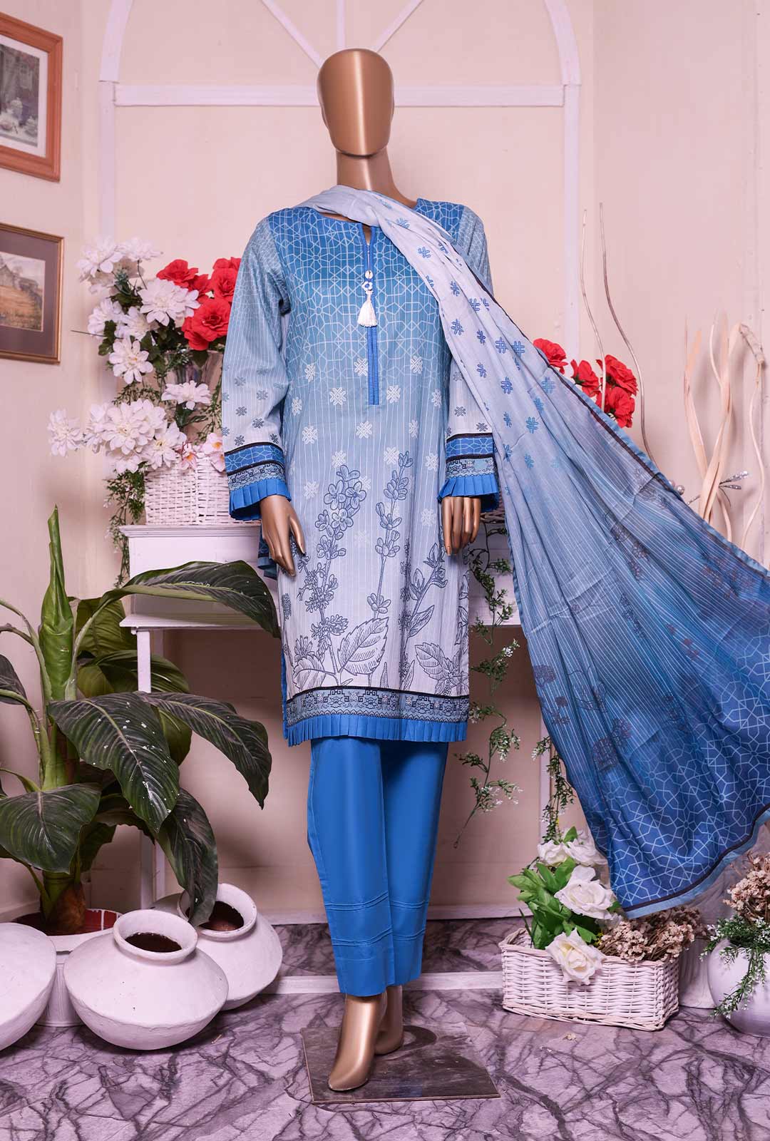 HZ Unstitched 3 Piece D#12190
