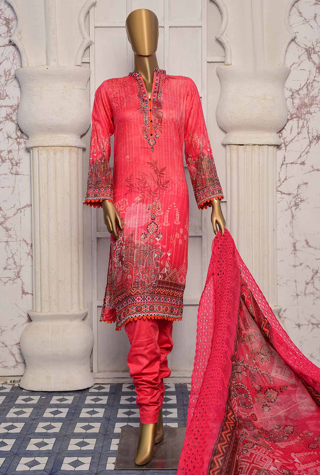 HZ Oriental Orchid Embroidered Lawn D#1169B