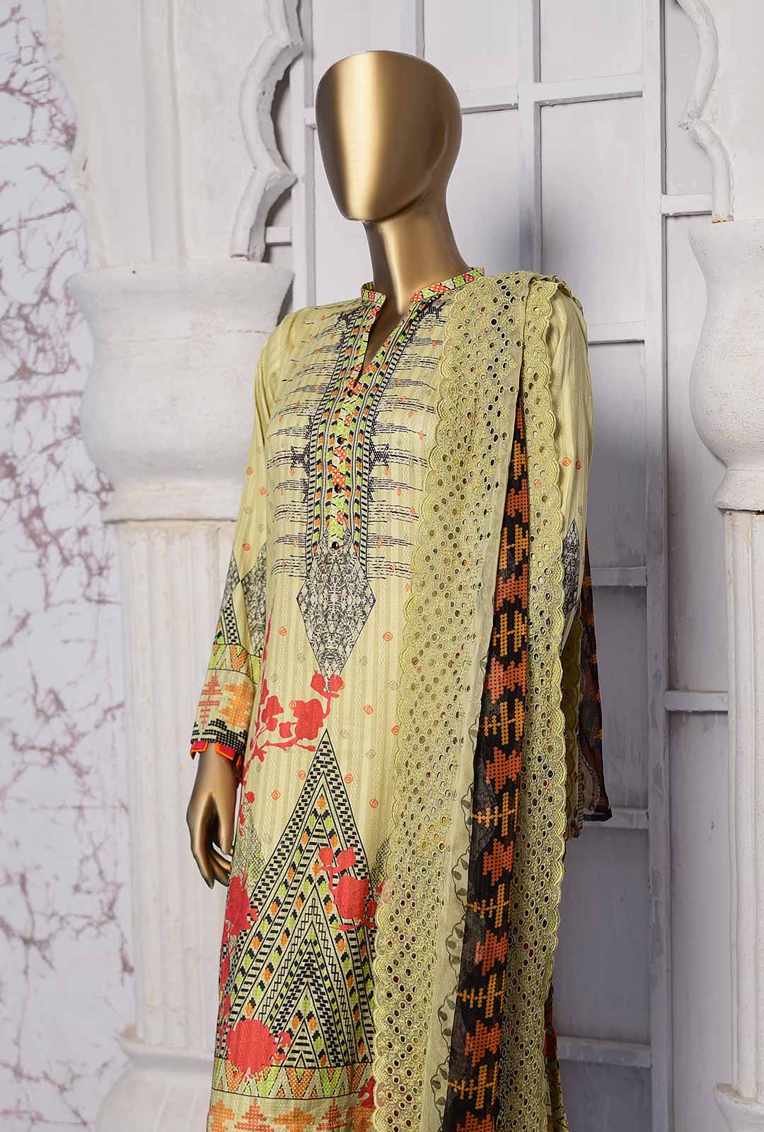 HZ Oriental Orchid Embroidered Lawn D#1165B