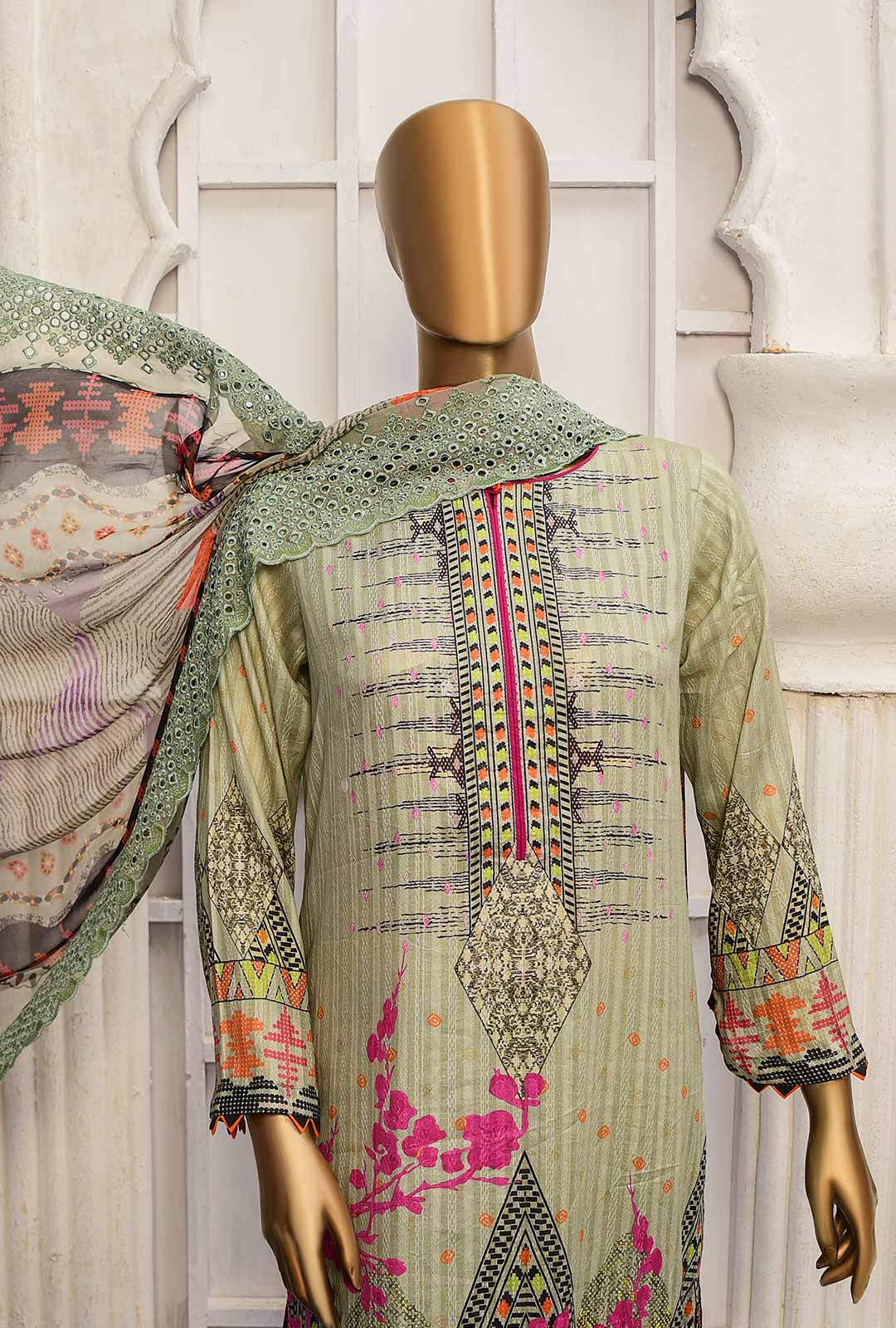HZ Oriental Orchid Embroidered Lawn D#1165A