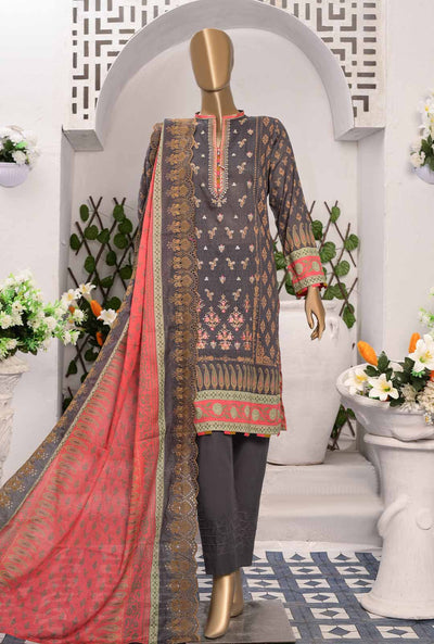 HZ Unstitched 3 Piece D#123