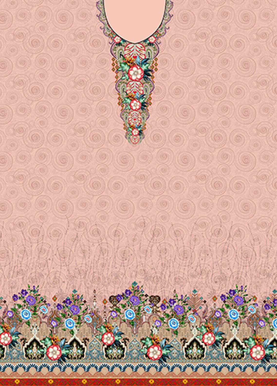 D#9562 Habib Digital Printed Swiss Bamber Dupatta 3Pc 123