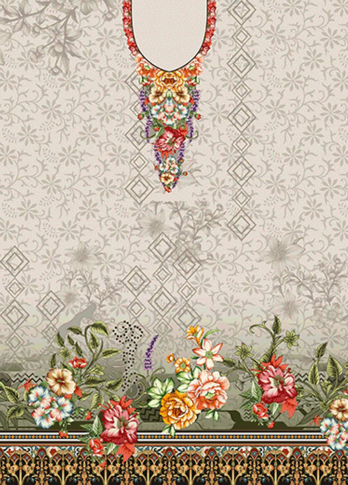 D#9647 Habib Digital Printed Swiss Lawn 3Pc 123