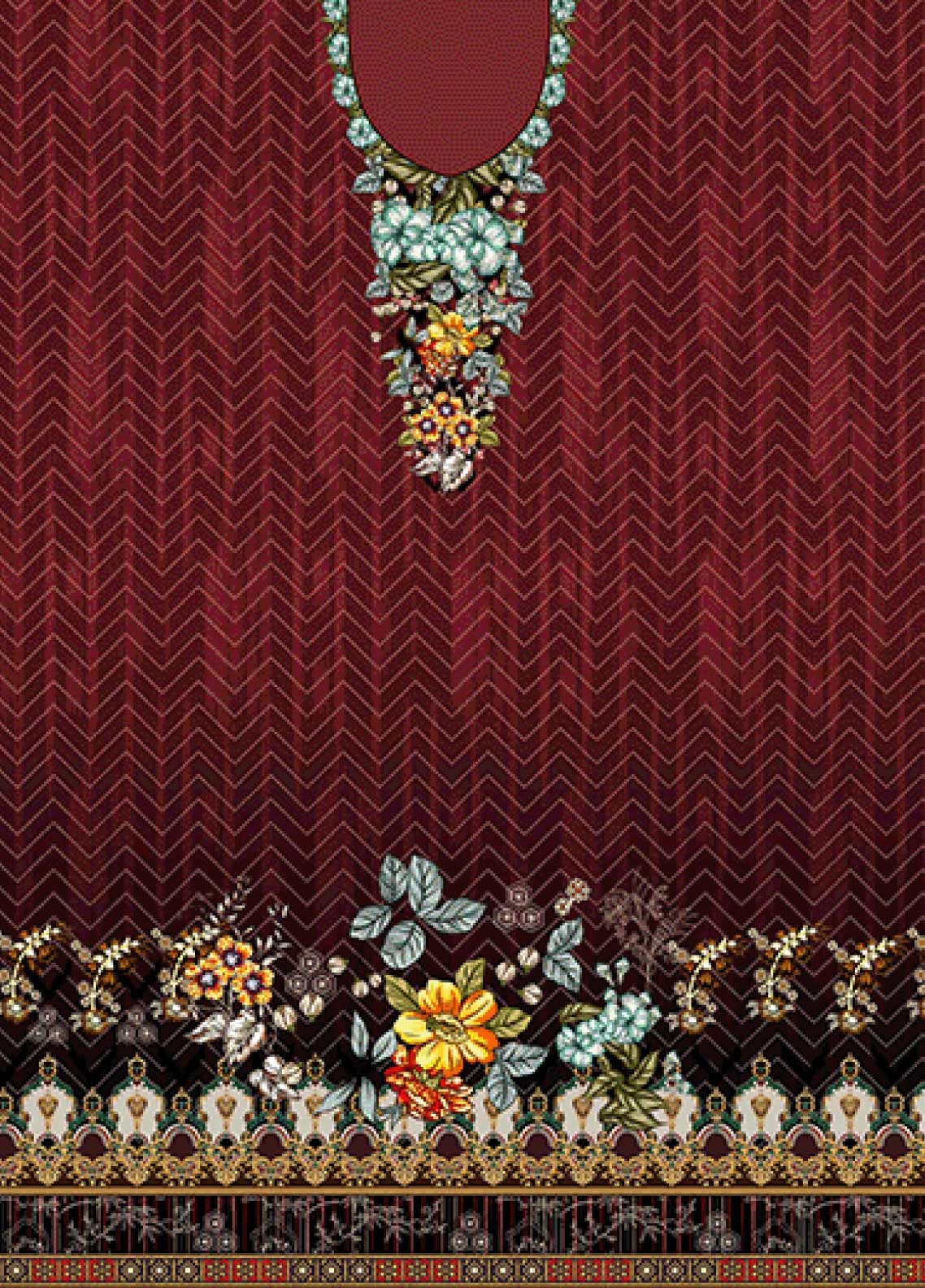 D#9653 Habib Digital Printed Swiss Lawn 3Pc 123