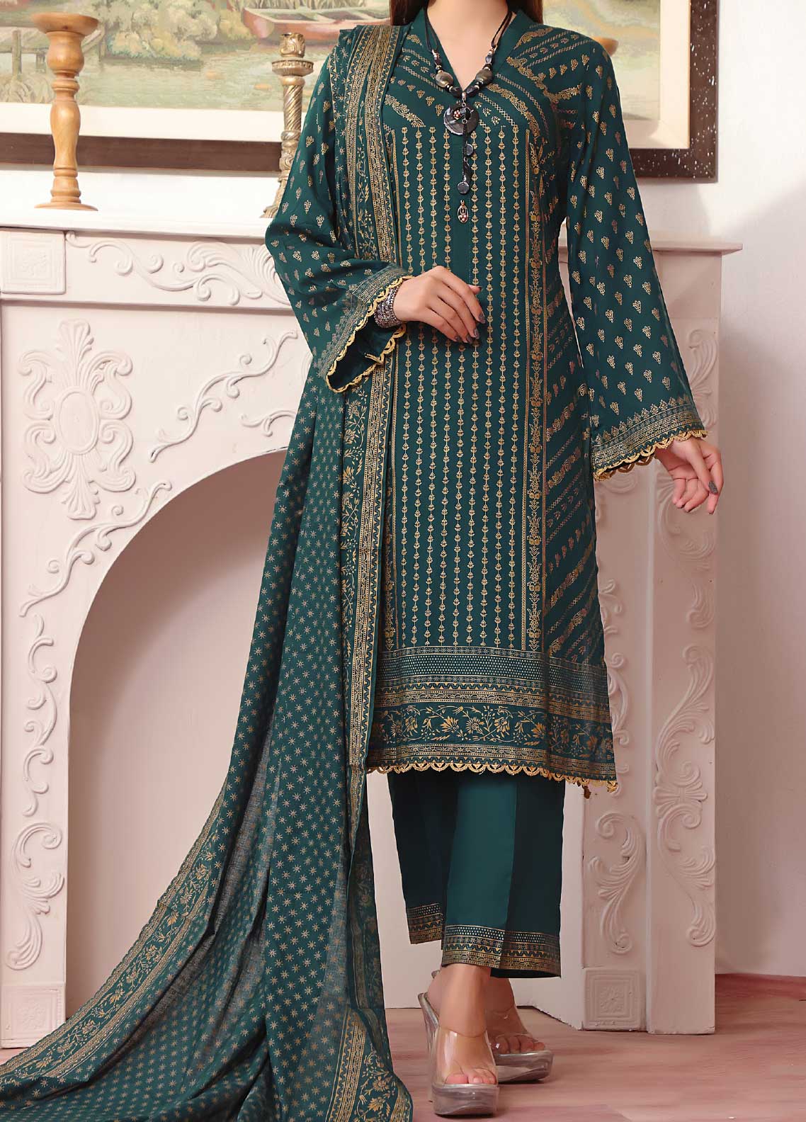 Daman By VS Textile Printed Lawn Unstitched 3 Piece Suit - 1540A
