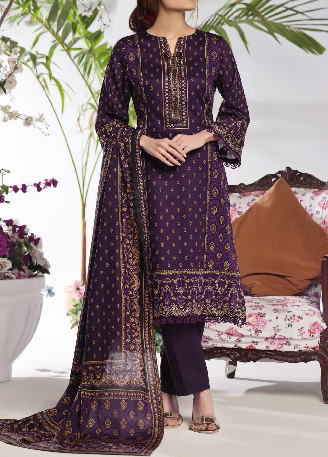 Daman By VS Textile Printed Lawn Unstitched 3 Piece Suit - VS24DPL3 2902-B