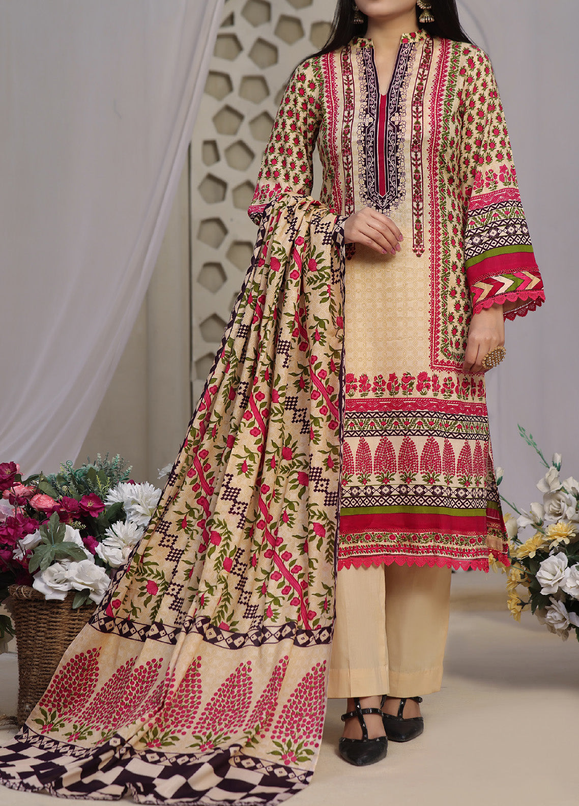 Daman By VS Textile Printed Lawn Unstitched 3 Piece Suit - VS24DPL3 2917-A
