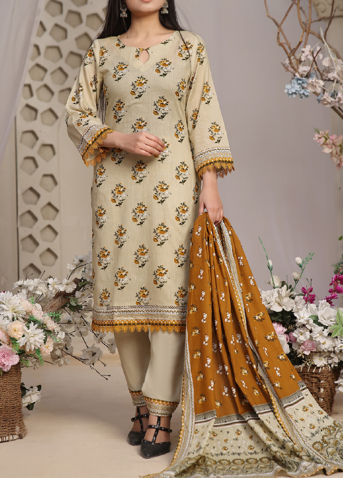 Daman By VS Textile Printed Lawn Unstitched 3 Piece Suit - VS24DPL3 2923-A