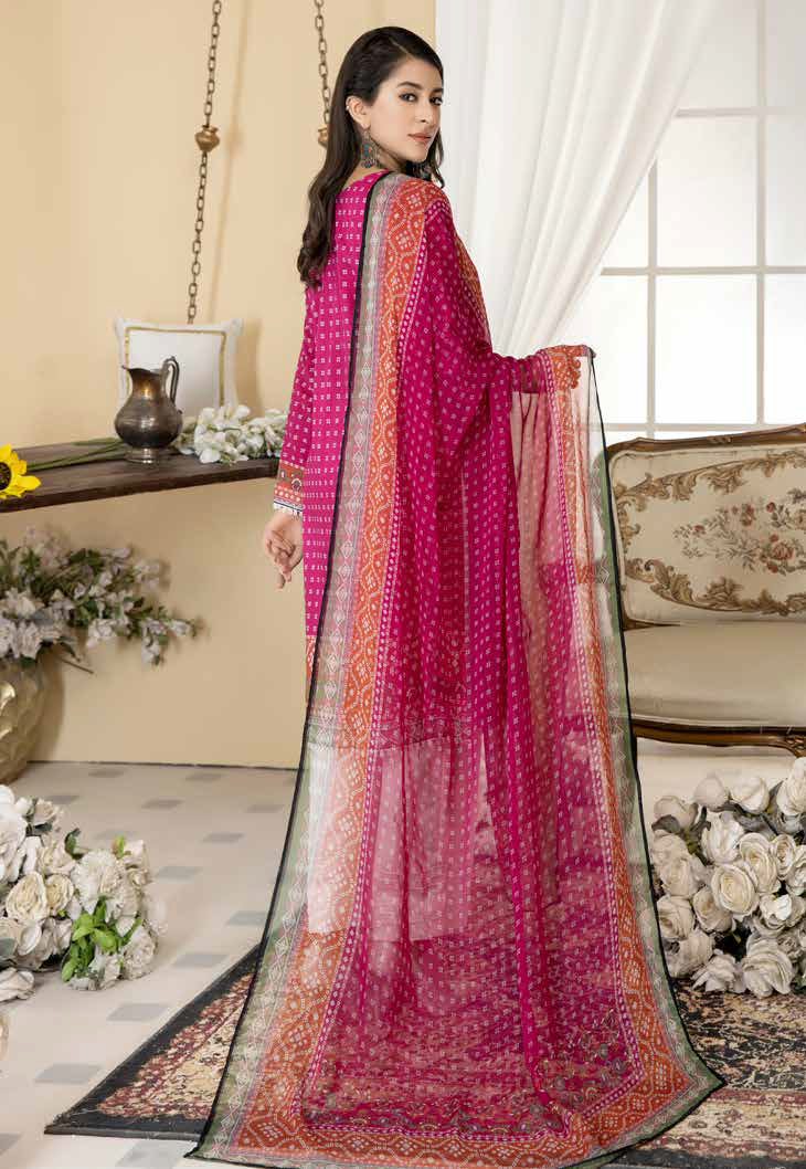 Zoha Unstitched 3 Piece Fuscia
