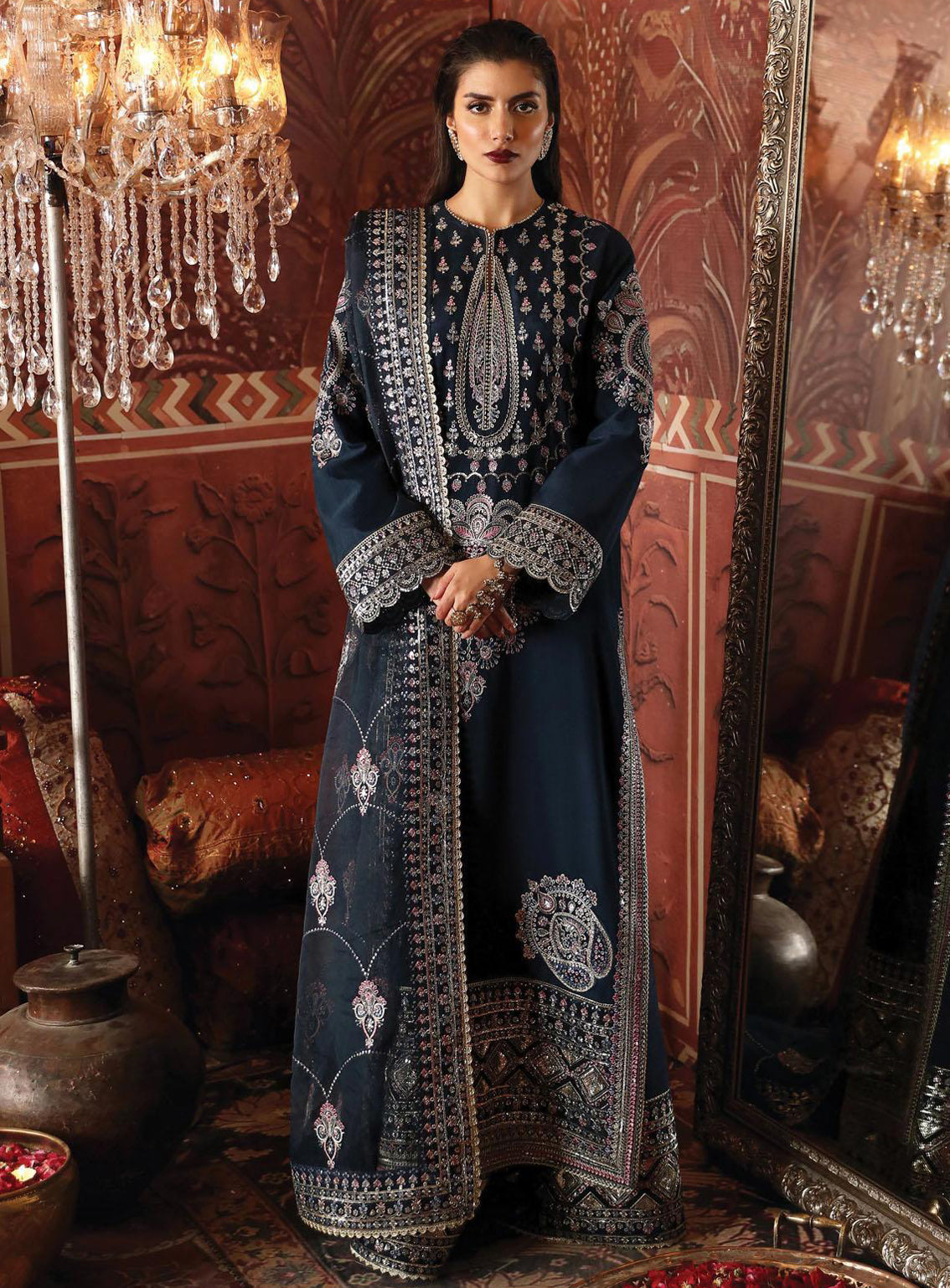 Divani By Afrozeh Embroidered Raw Silk Unstitched 3 Piece Suit - AFR23DSE AS-V2-01 NAGHMA