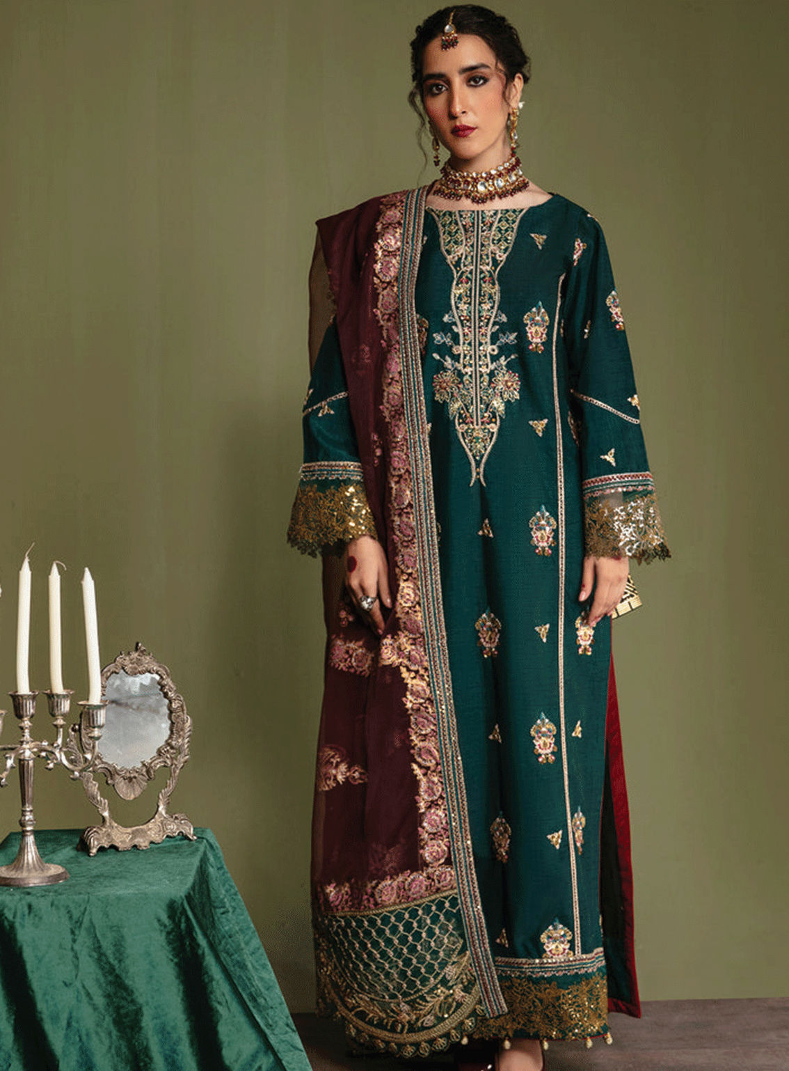 Emaan Adeel Embroidered Silk Unstitched 3 Piece Suit - EA23S NR-05 RIWAYAT
