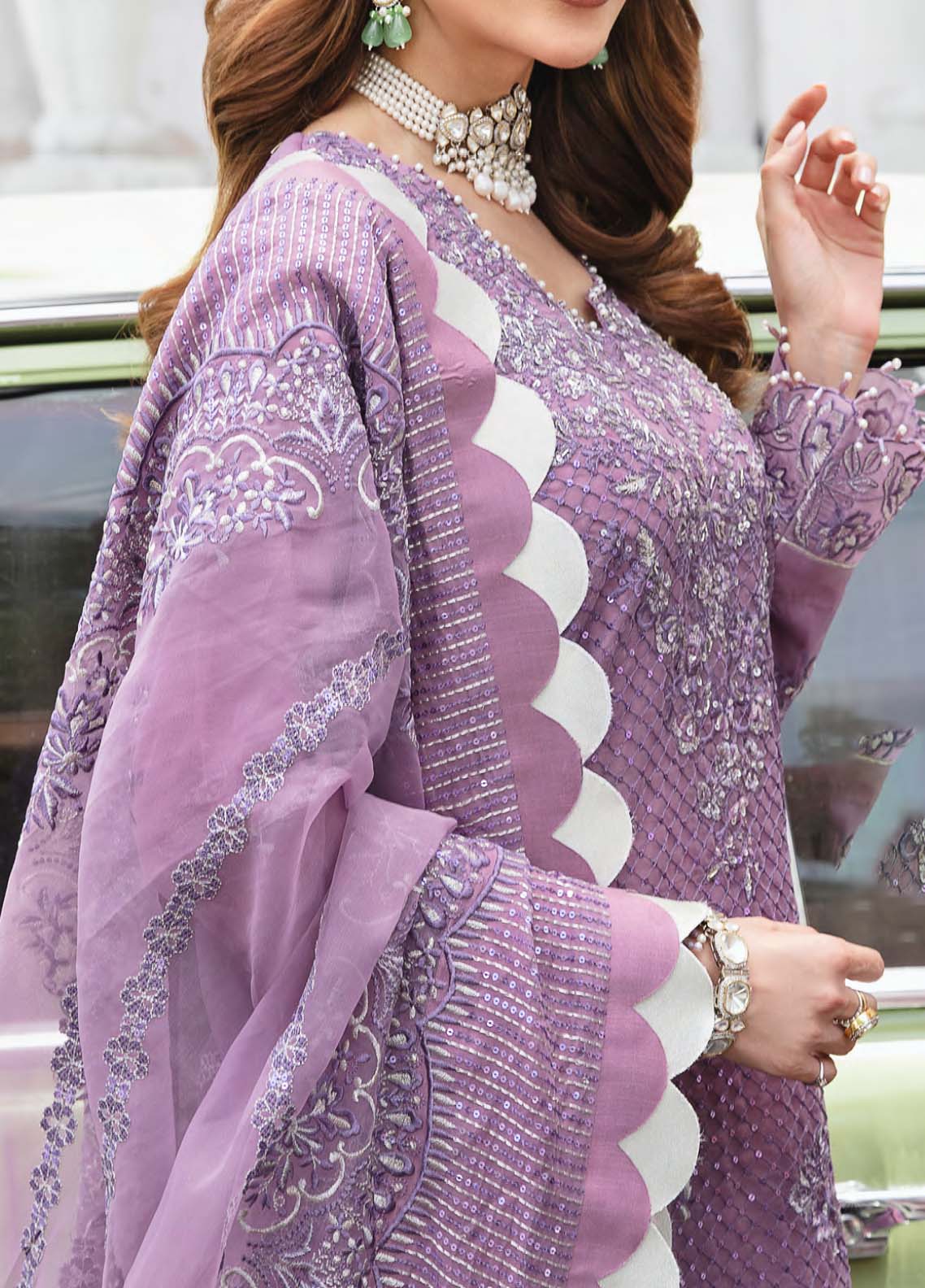 D#34 Salitex Retro Luxury Emb Chiffon Collection 1022 Light Purple