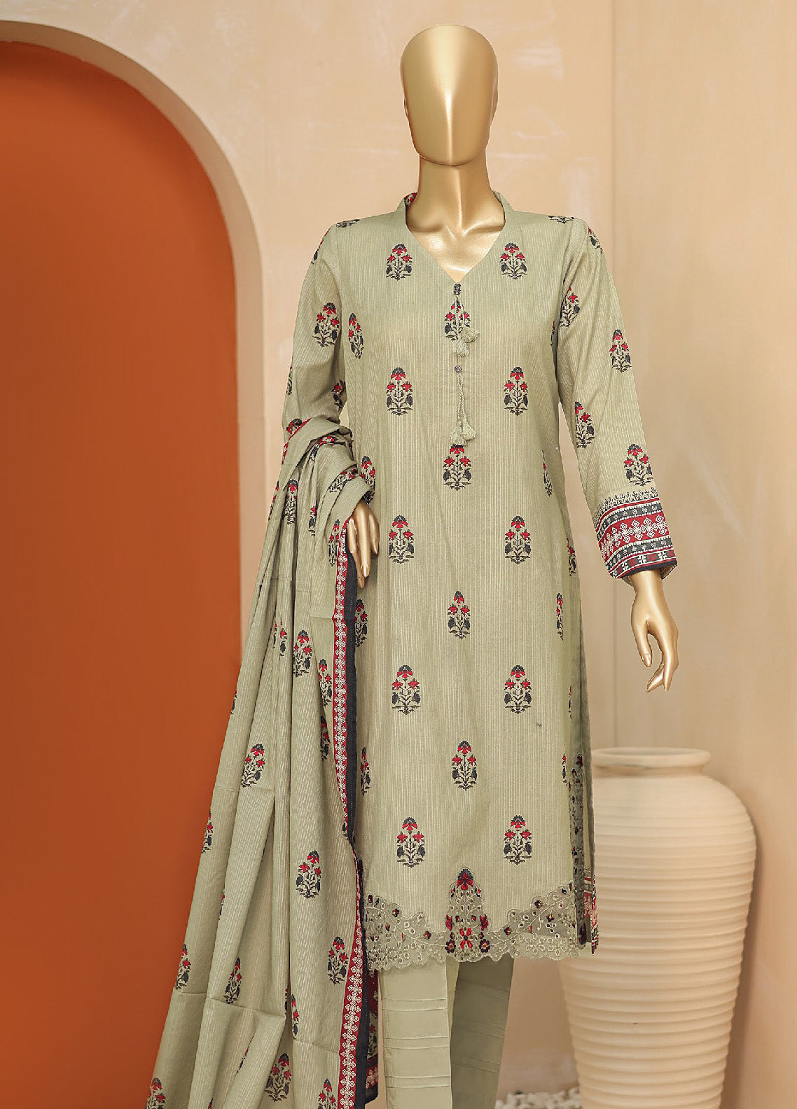 HZ Textile Embroidered Lawn Unstitched 3 Piece Suit - HZ24MD MED-05