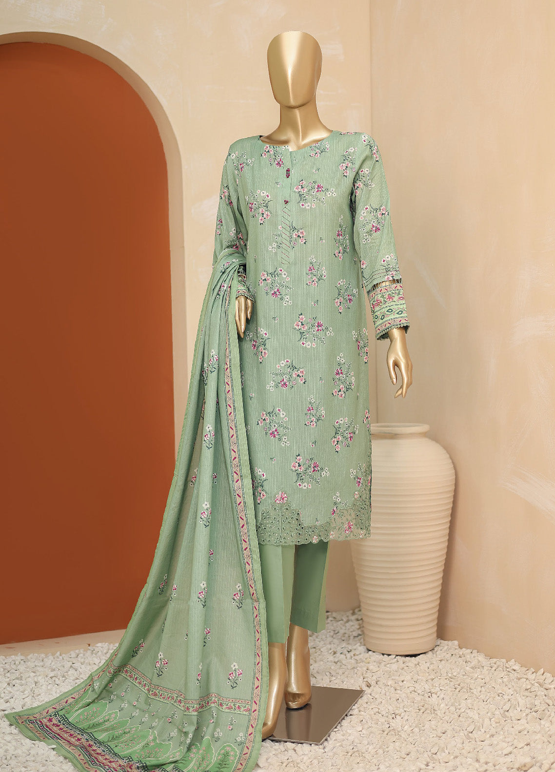 HZ Textile Embroidered Lawn Unstitched 3 Piece Suit - HZ24MD MED-07