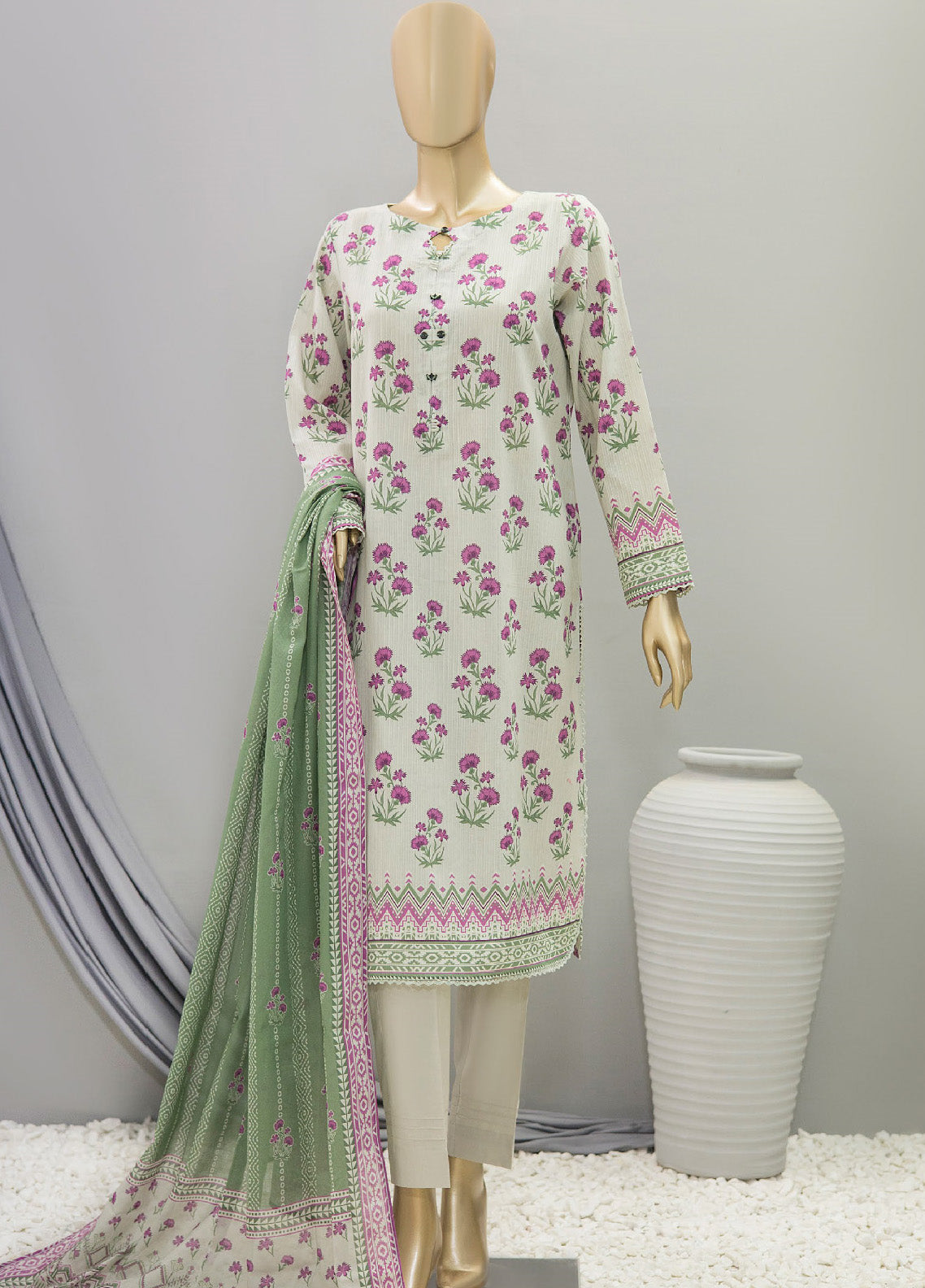 HZ Textile Printed Cotton Unstitched 3 Piece Suit - HZ24PD PDC-25
