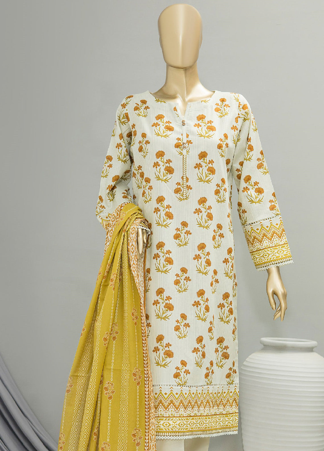 HZ Textile Printed Cotton Unstitched 3 Piece Suit - HZ24PD PDC-26