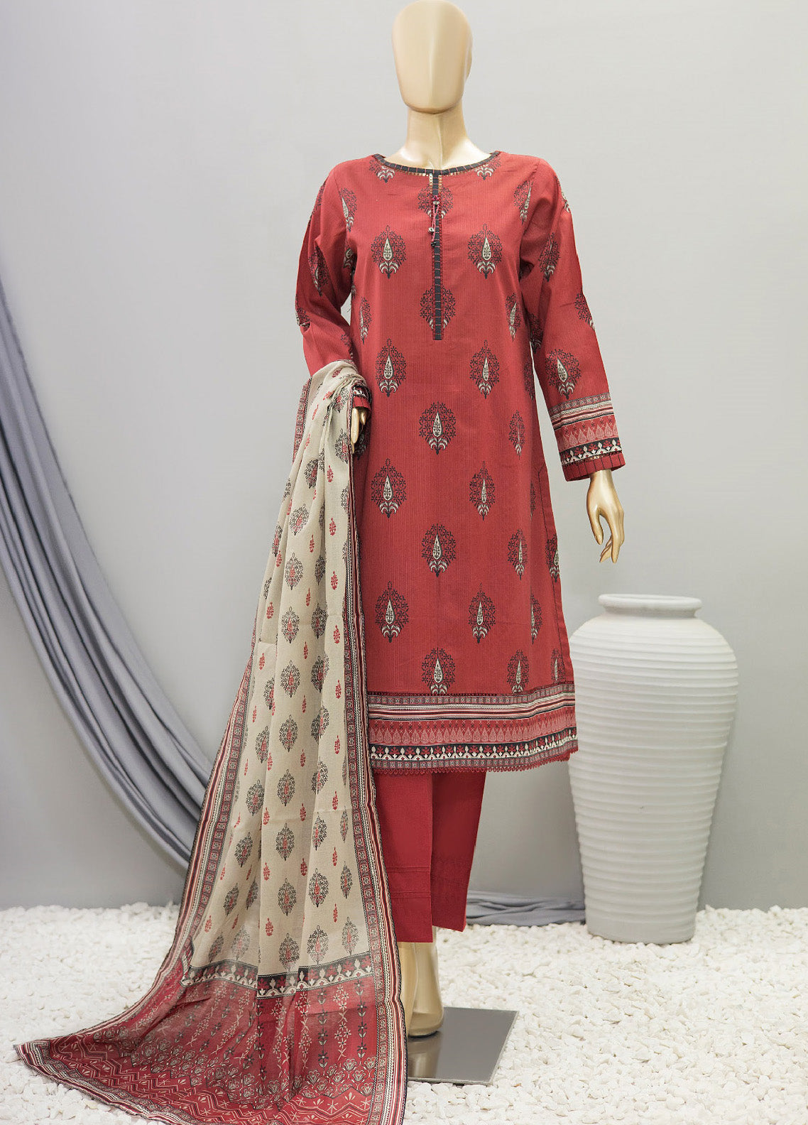 HZ Textile Printed Cotton Unstitched 3 Piece Suit - HZ24PD PDC-27
