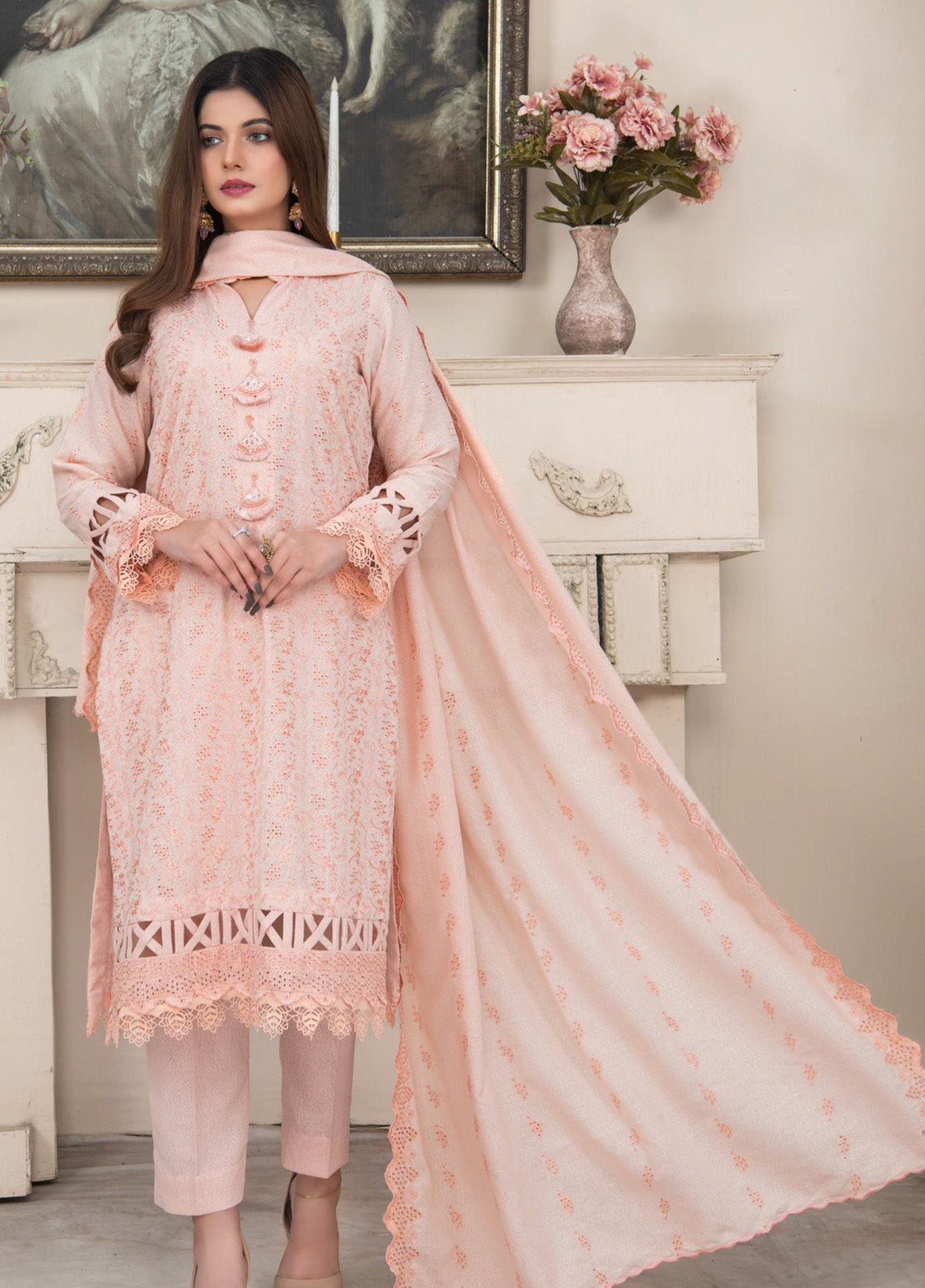 Icon By MR Textile Embroidered Chikankari Karandi Unstitched 3 Piece Suit - MRT24ICK 09