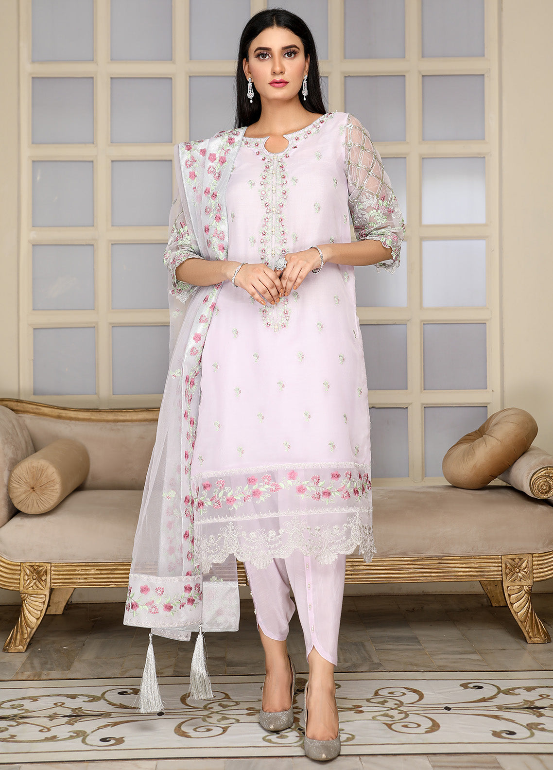 Kaynaat By Laveen Organza Unstitched 3 Piece Suit - LV24K LOK-004 SHABNAM
