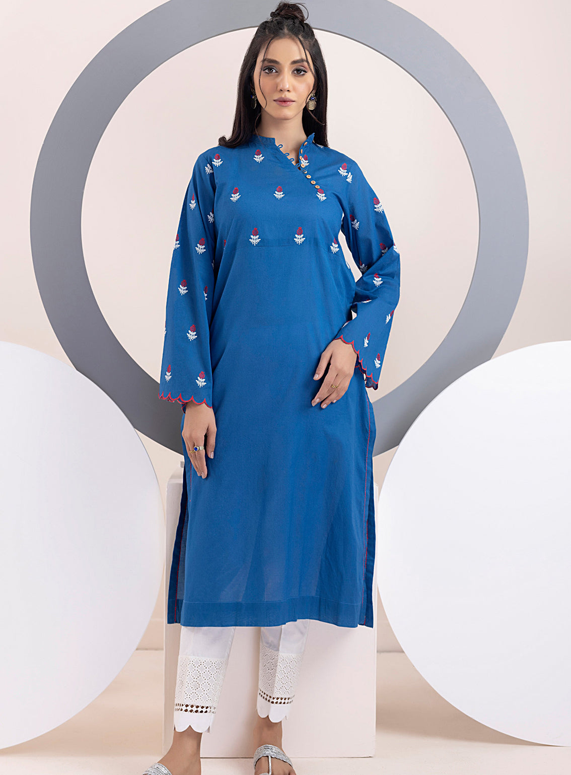Lakhany By LSM Embroidered Cambric Kurti - LG-EA-0418