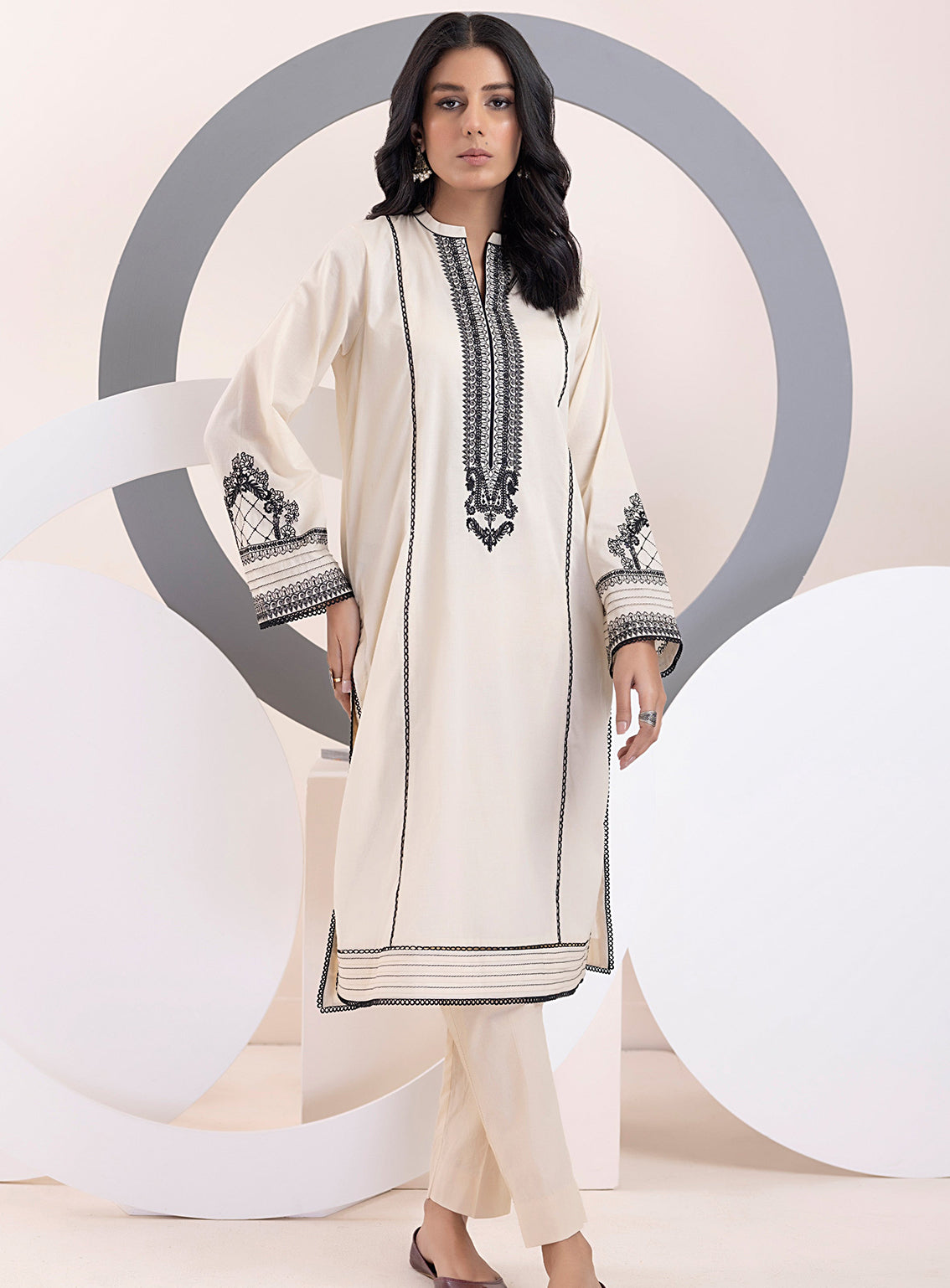 Lakhany By LSM Embroidered Cambric Kurti - LG-RN-0021
