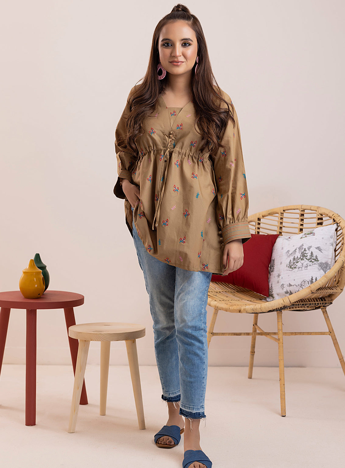 Lakhany By LSM Embroidered Cambric Kurti - LG-SK-0076