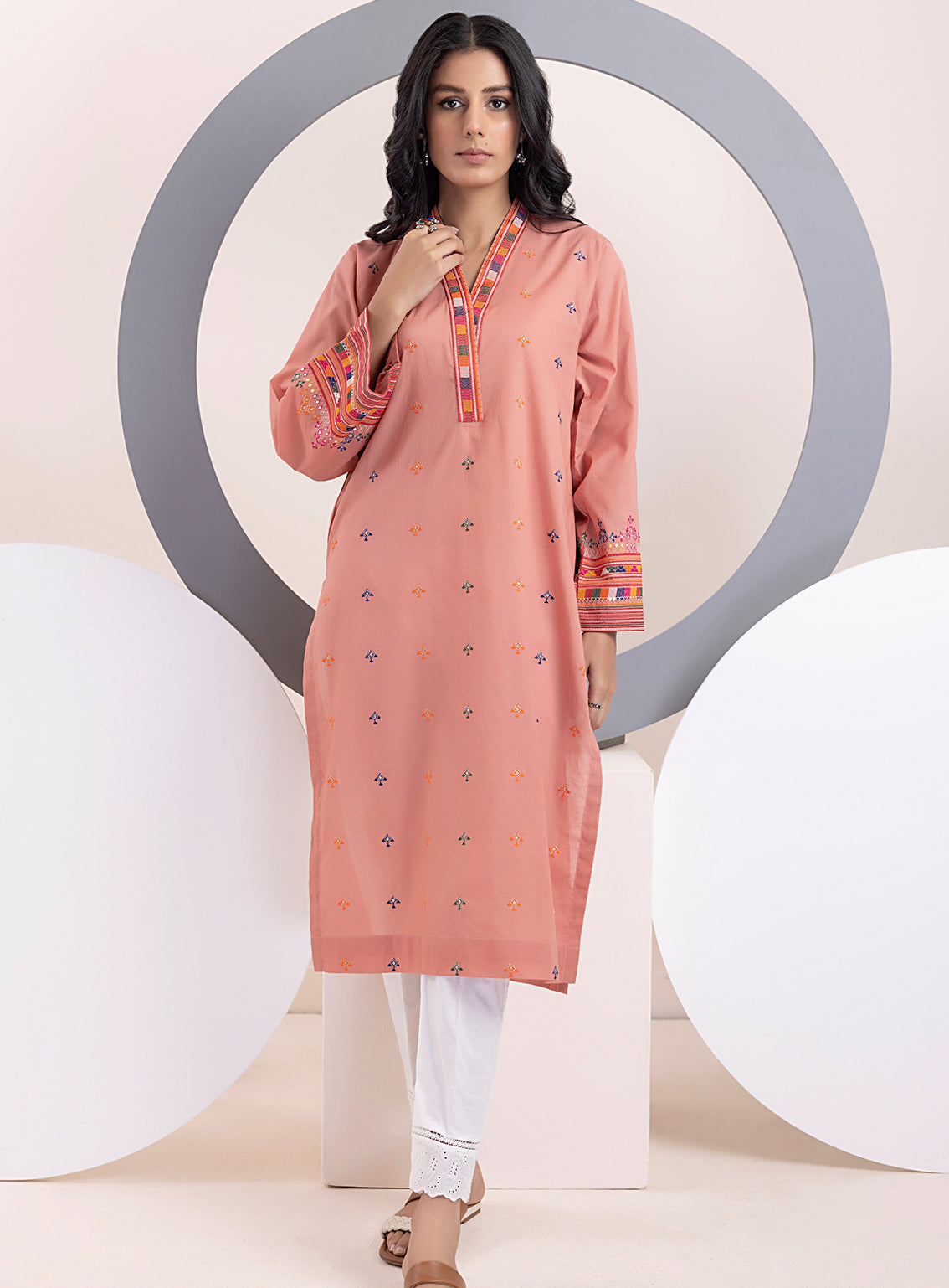 Lakhany By LSM Embroidered Cambric Kurti - LG-SR-0086