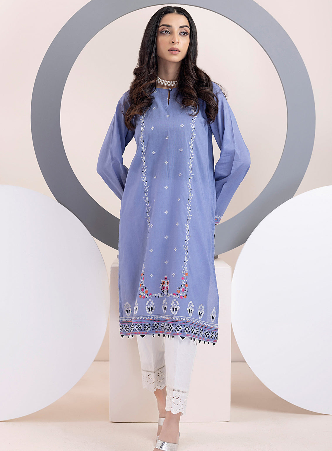 Lakhany By LSM Embroidered Cambric Kurti - LG-ZH-0019