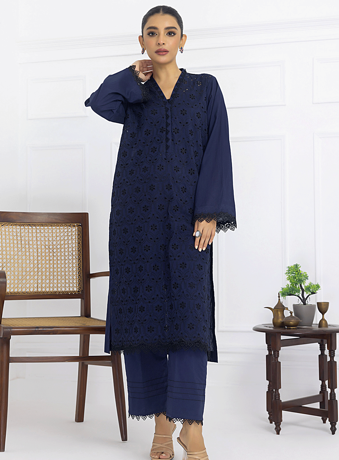 Lakhany By LSM Embroidered Cambric Stitched 2 Piece Suit - LG-SK-0087